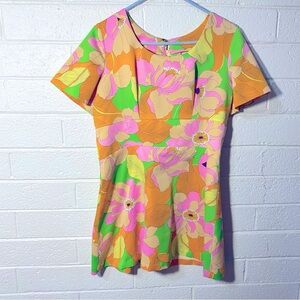 Perfectly Imperfect Little Handmade Dress Fitted Mini Floral Short Sleeve Flare